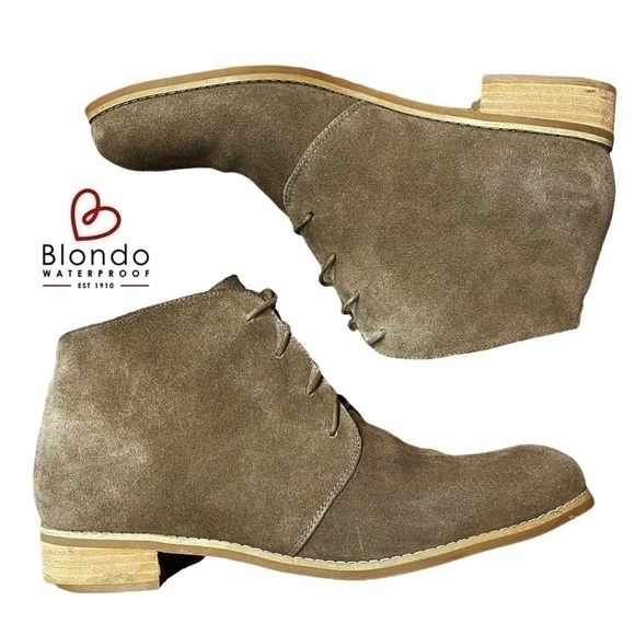 BLONDO Rayann Waterproof Dark Taupe Suede Lace Up Ankle Boots Booties Size 11 - Picture 1 of 7